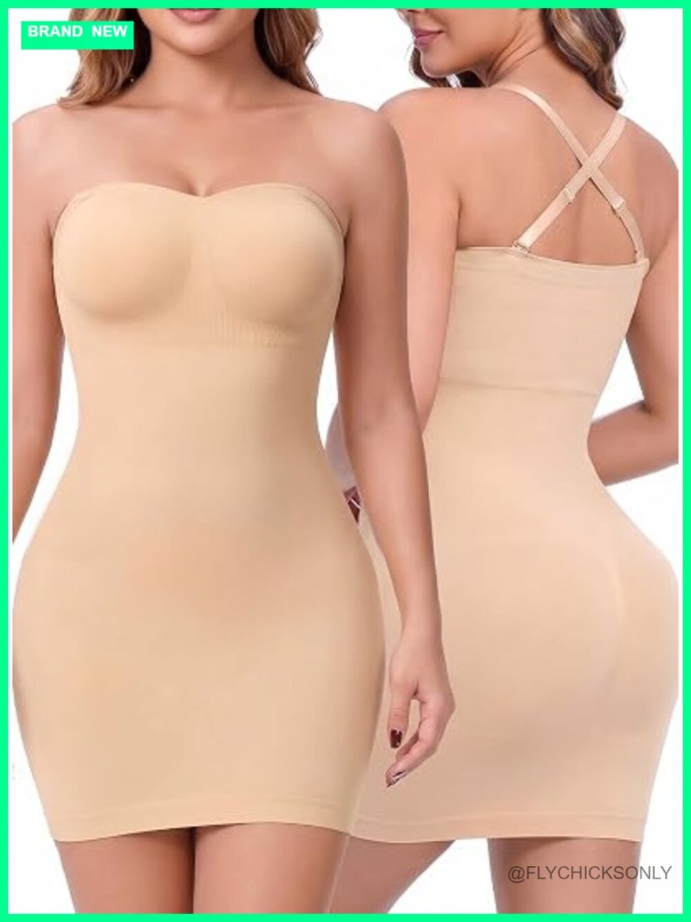 Strapless Shapewear Slip with Built-in Bra, Tummy Control Body Shaper Dress